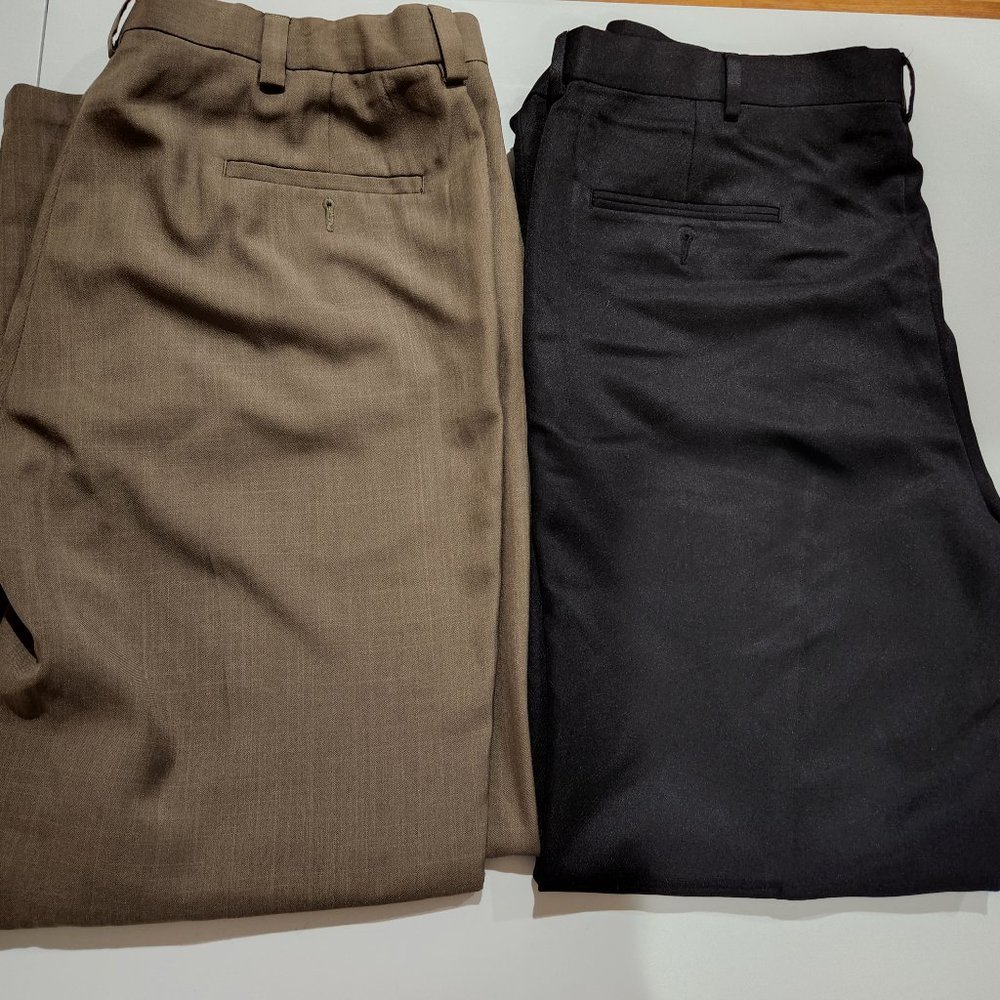 2 Haggar Microfiber Men's Dress Pants 38Wx32L